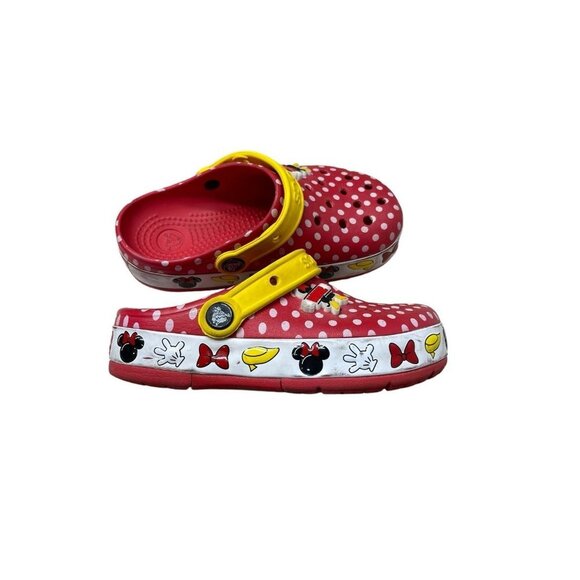 Crocs Disney Parks Minnie Mouse Kids Crocband Red Clogs Junior Size 1 - Picture 1 of 7